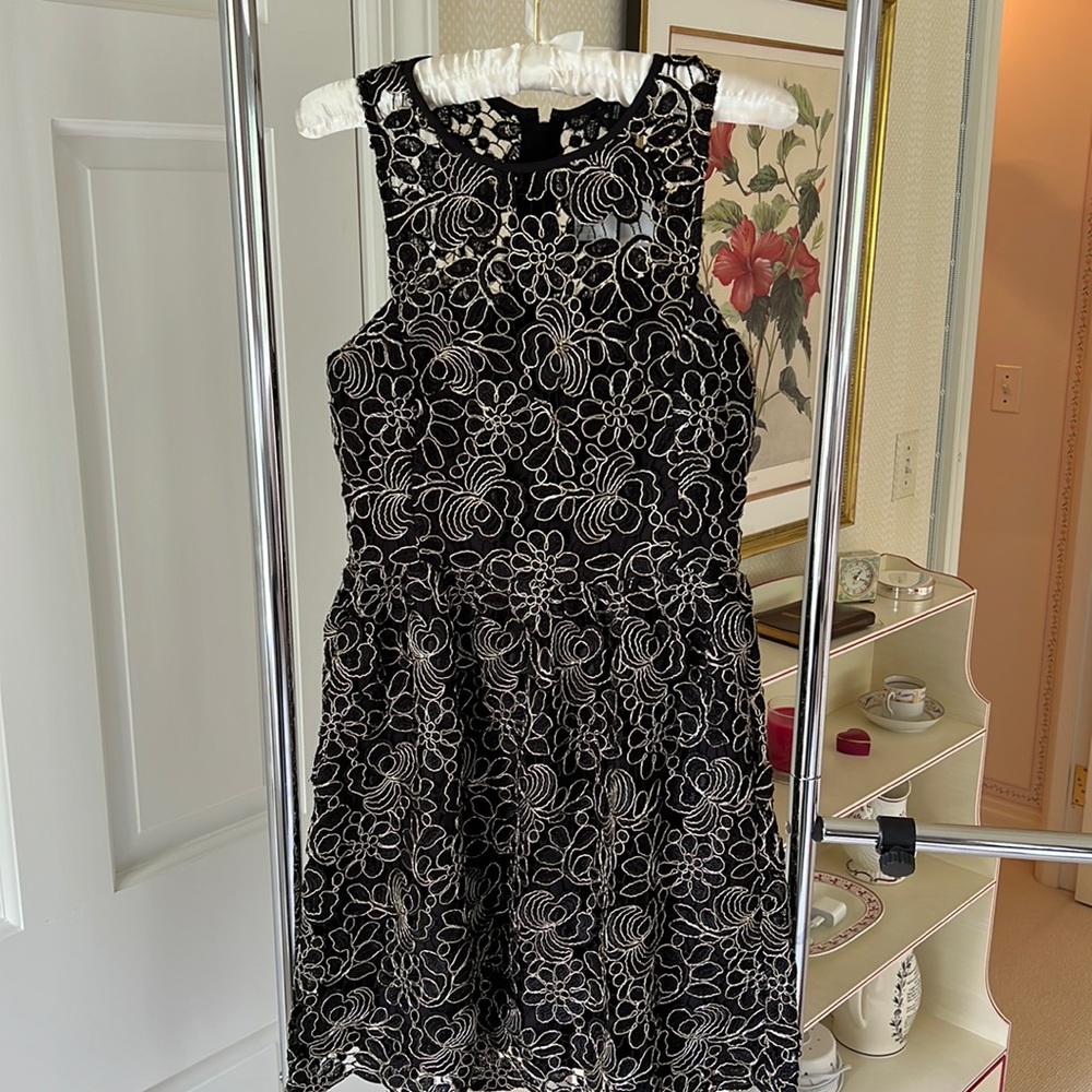 Black and gold lace Club Monaco cocktail dress, size 2